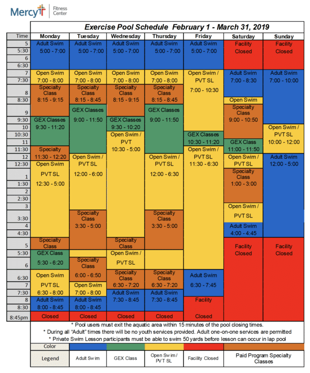 Aquatics Schedule - Mercy Fitness Center Edmond I35